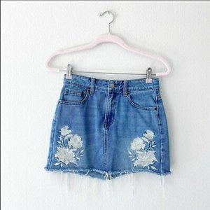 PacSun Embroidered Jean Skirt